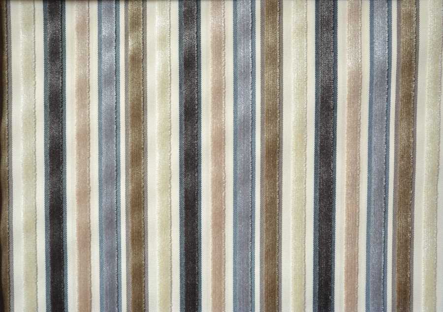 Pisa Stripe Velvet in Charcoal, Silver, Mink & Cream