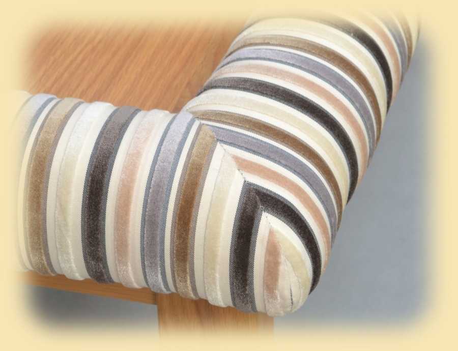 Corner of Padable Coffee Table in Pisa Stripe Luxurious Velvet